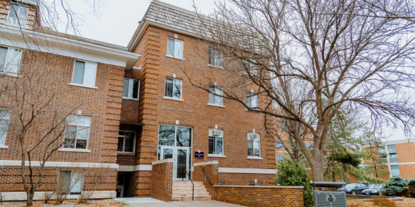 An exterior view of the entrance to Morey-Shepard Hall on the WSU campus.