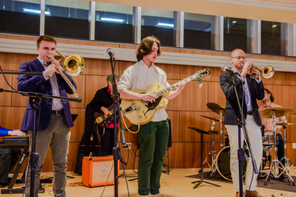 A student band performs on the Zane's Stage.